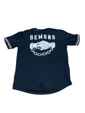 Lurking Class Black Baseball Shirt Sz L "Down With My Demons" Chain Sleeves